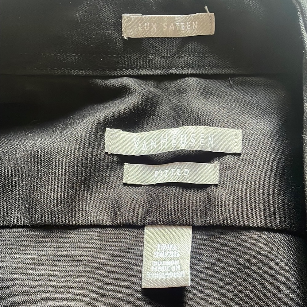 Van Heusen Lux Sateen Black Shirt - Picture 2 of 3
